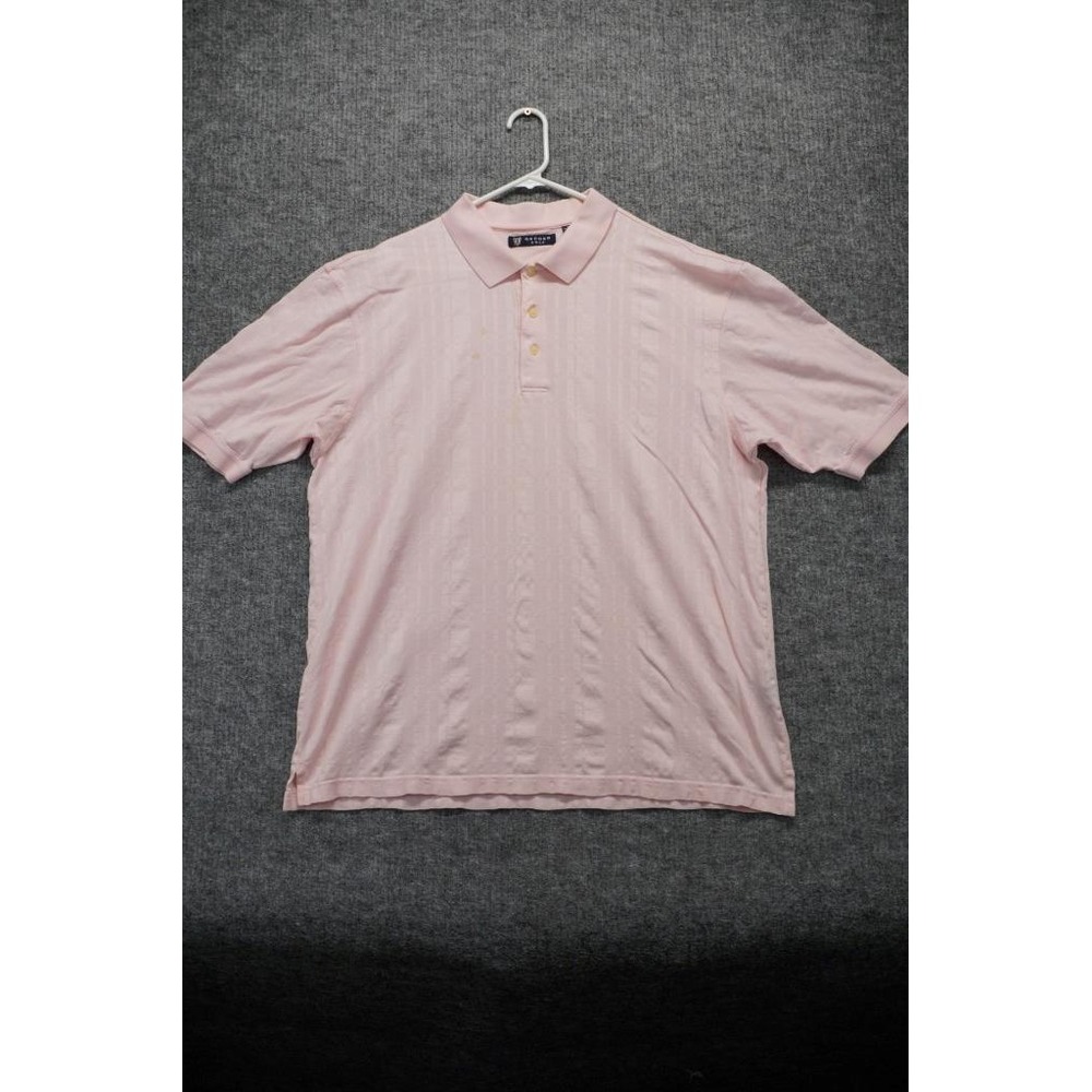 Oxford Golf Polo Shirt Mens 2XL XXL Pink Short Sleeve Patterned‎ Preppy *